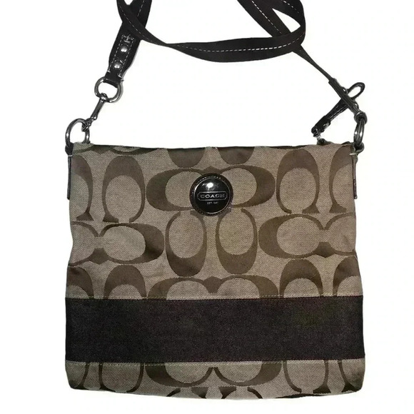 Coach Signature Stripe Cross Body Bag - Moderately Used - Picture 1 of 3